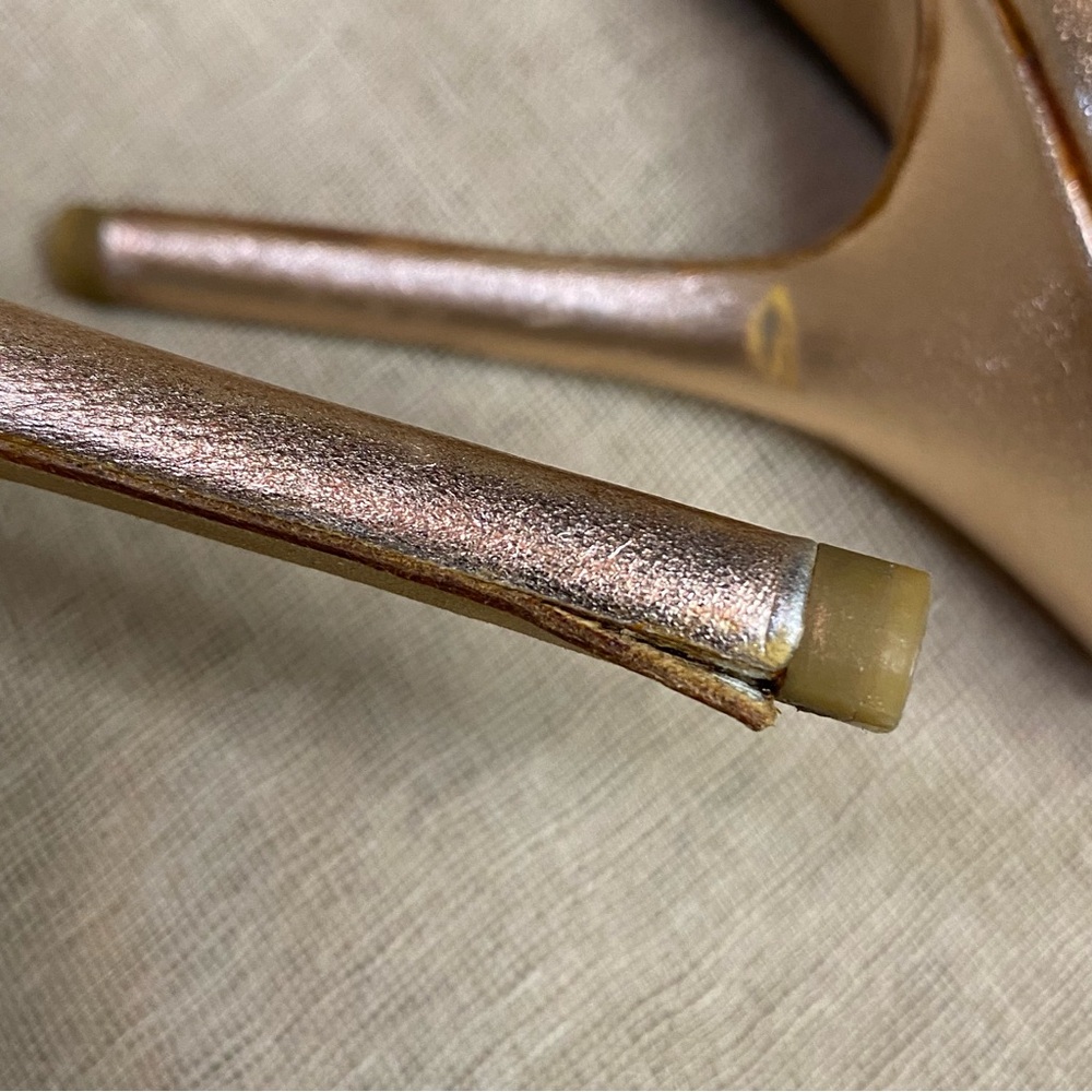 Jimmy Choo Metallic Rose Gold Strappy Heels - Picture 7 of 14